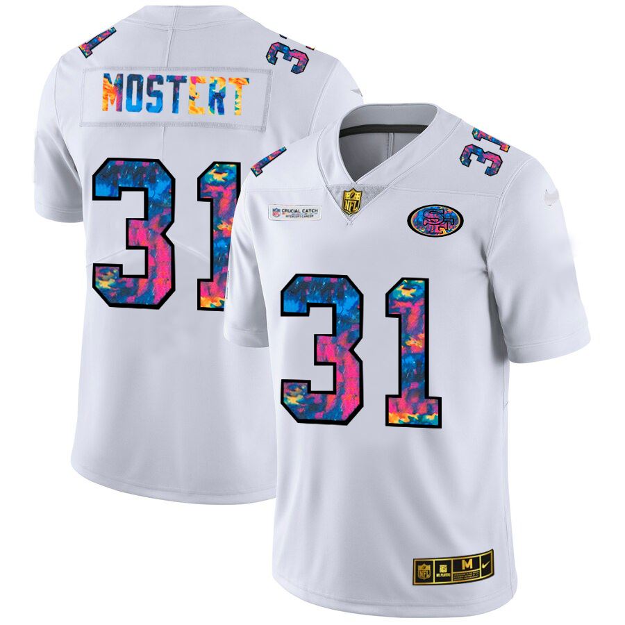 Men's San Francisco 49ers #31 Raheem Mostert 2020 White NFL Crucial Catch Limited Stitched Jersey Men's San Francisco 49ers #31 Raheem Mostert 2020 White NFL Crucial Catch Limited Stitched Jersey